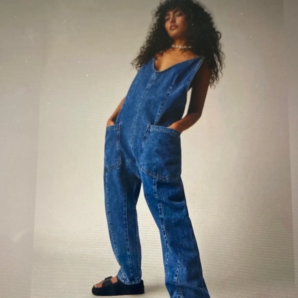 NWOT We The Free High Roller Denim Jumpsuit - Picture 1 of 7